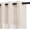 imageNICETOWN Kitchen Curtains 45 inch Length Grommet Short Curtains Semi Sheer Linen Drapes Privacy with Light Filtering for BedroomBasement Citrine W52 x L45 2 PanelsBeige