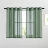 imageNICETOWN Kitchen Curtains 45 inch Length Grommet Short Curtains Semi Sheer Linen Drapes Privacy with Light Filtering for BedroomBasement Citrine W52 x L45 2 PanelsOlive Green