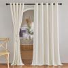 imageNICETOWN Kitchen Curtains 45 inch Length Grommet Short Curtains Semi Sheer Linen Drapes Privacy with Light Filtering for BedroomBasement Citrine W52 x L45 2 PanelsLinen