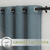 imageNICETOWN Kitchen Curtains 45 inch Length Grommet Short Curtains Semi Sheer Linen Drapes Privacy with Light Filtering for BedroomBasement Citrine W52 x L45 2 PanelsSmoke Blue