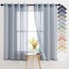 imageNICETOWN Kitchen Curtains 45 inch Length Grommet Short Curtains Semi Sheer Linen Drapes Privacy with Light Filtering for BedroomBasement Citrine W52 x L45 2 PanelsSea Mist