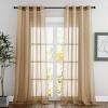 imageNICETOWN Kitchen Curtains 45 inch Length Grommet Short Curtains Semi Sheer Linen Drapes Privacy with Light Filtering for BedroomBasement Citrine W52 x L45 2 PanelsCamel