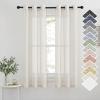 imageNICETOWN Kitchen Curtains 45 inch Length Grommet Short Curtains Semi Sheer Linen Drapes Privacy with Light Filtering for BedroomBasement Citrine W52 x L45 2 PanelsNatural