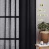 imageNICETOWN Kitchen Curtains 45 inch Length Grommet Short Curtains Semi Sheer Linen Drapes Privacy with Light Filtering for BedroomBasement Citrine W52 x L45 2 PanelsBlack
