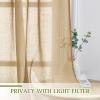 imageNICETOWN Kitchen Curtains 45 inch Length Grommet Short Curtains Semi Sheer Linen Drapes Privacy with Light Filtering for BedroomBasement Citrine W52 x L45 2 PanelsCamel