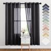 imageNICETOWN Kitchen Curtains 45 inch Length Grommet Short Curtains Semi Sheer Linen Drapes Privacy with Light Filtering for BedroomBasement Citrine W52 x L45 2 PanelsBlack