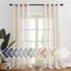 imageNICETOWN Kitchen Curtains 45 inch Length Grommet Short Curtains Semi Sheer Linen Drapes Privacy with Light Filtering for BedroomBasement Citrine W52 x L45 2 PanelsBeige