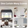 imageNICETOWN Natural Sand Linen Self Adhesive 100 Blackout RV Curtain Drape No Drill Easy to Install Camper Curtains for Kitchen Window Cover W35 x L63 1 PanelGreyish White
