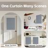 imageNICETOWN Natural Sand Linen Self Adhesive 100 Blackout RV Curtain Drape No Drill Easy to Install Camper Curtains for Kitchen Window Cover W35 x L63 1 PanelBlue