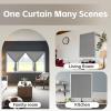 imageNICETOWN Natural Sand Linen Self Adhesive 100 Blackout RV Curtain Drape No Drill Easy to Install Camper Curtains for Kitchen Window Cover W35 x L63 1 PanelGrey