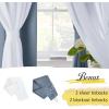 imageNICETOWN Nursery Blackout Curtains for Bedroom Living Room Crushed Sheer x Blackout Curtains 84 inches Long Farmhouse Curtains with Tie Backs for Kids 2 PCs W52 x L84 inch Biscotti BeigeStone Blue  White