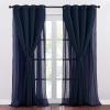 imageNICETOWN Nursery Blackout Curtains for Bedroom Living Room Crushed Sheer x Blackout Curtains 84 inches Long Farmhouse Curtains with Tie Backs for Kids 2 PCs W52 x L84 inch Biscotti BeigeNavy Blue
