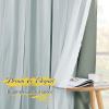 imageNICETOWN Nursery Blackout Curtains for Bedroom Living Room Crushed Sheer x Blackout Curtains 84 inches Long Farmhouse Curtains with Tie Backs for Kids 2 PCs W52 x L84 inch Biscotti BeigeSage Green  White