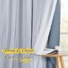 imageNICETOWN Nursery Blackout Curtains for Bedroom Living Room Crushed Sheer x Blackout Curtains 84 inches Long Farmhouse Curtains with Tie Backs for Kids 2 PCs W52 x L84 inch Biscotti BeigeStone Blue  White