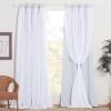 imageNICETOWN Nursery Blackout Curtains for Bedroom Living Room Crushed Sheer x Blackout Curtains 84 inches Long Farmhouse Curtains with Tie Backs for Kids 2 PCs W52 x L84 inch Biscotti BeigeWhite