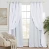 imageNICETOWN Nursery Blackout Curtains for Bedroom Living Room Crushed Sheer x Blackout Curtains 84 inches Long Farmhouse Curtains with Tie Backs for Kids 2 PCs W52 x L84 inch Biscotti BeigeWhite