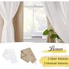 imageNICETOWN Nursery Blackout Curtains for Bedroom Living Room Crushed Sheer x Blackout Curtains 84 inches Long Farmhouse Curtains with Tie Backs for Kids 2 PCs W52 x L84 inch Biscotti BeigeBiscotti Beige  White