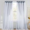 imageNICETOWN Nursery Blackout Curtains for Bedroom Living Room Crushed Sheer x Blackout Curtains 84 inches Long Farmhouse Curtains with Tie Backs for Kids 2 PCs W52 x L84 inch Biscotti BeigeStone Blue  White