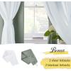 imageNICETOWN Nursery Blackout Curtains for Bedroom Living Room Crushed Sheer x Blackout Curtains 84 inches Long Farmhouse Curtains with Tie Backs for Kids 2 PCs W52 x L84 inch Biscotti BeigeSage Green  White