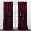 imageNICETOWN Nursery Blackout Curtains for Bedroom Living Room Crushed Sheer x Blackout Curtains 84 inches Long Farmhouse Curtains with Tie Backs for Kids 2 PCs W52 x L84 inch Biscotti BeigeRed