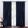 imageNICETOWN Nursery Blackout Curtains for Bedroom Living Room Crushed Sheer x Blackout Curtains 84 inches Long Farmhouse Curtains with Tie Backs for Kids 2 PCs W52 x L84 inch Biscotti BeigeNavy Blue