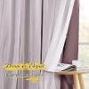 imageNICETOWN Nursery Blackout Curtains for Bedroom Living Room Crushed Sheer x Blackout Curtains 84 inches Long Farmhouse Curtains with Tie Backs for Kids 2 PCs W52 x L84 inch Biscotti BeigeDry Rose  White