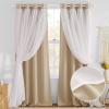imageNICETOWN Nursery Blackout Curtains for Bedroom Living Room Crushed Sheer x Blackout Curtains 84 inches Long Farmhouse Curtains with Tie Backs for Kids 2 PCs W52 x L84 inch Biscotti BeigeBiscotti Beige  White