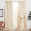 imageNICETOWN Nursery Blackout Curtains for Bedroom Living Room Crushed Sheer x Blackout Curtains 84 inches Long Farmhouse Curtains with Tie Backs for Kids 2 PCs W52 x L84 inch Biscotti BeigeBiscotti Beige
