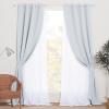 imageNICETOWN Nursery Blackout Curtains for Bedroom Living Room Crushed Sheer x Blackout Curtains 84 inches Long Farmhouse Curtains with Tie Backs for Kids 2 PCs W52 x L84 inch Biscotti BeigeWhite