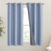 imageNICETOWN Stone Blue Vintage Linen 100 Blackout Curtains for Dining Room Thermal Insulated Curtains 45 Long Noise Reducing Window Treatment Drapes for Kitchen 42 Wide Per Panel Set of 2