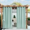 imageNICETOWN 2 Panels Weighted Blackout Cabana Curtains Outdoor Patio W52 x L84 Windproof Top amp Bottom Grommet amp Back Tab Thermal Heavyweight Drapes Keep Privacy for YardPorch Biscotti BeigeAqua Blue