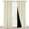 imageNICETOWN Full Shading Curtains 90 inches Long 2 Panels Set for Windows Super HeavyDuty Black Lined Blackout Curtains for Bedroom Privacy Assured Window Treatment Beige Pack of 2 52 inches W