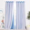 imageNICETOWN Kids Girls Bedroom Pink Curtains Star Cutout Blackout with White Sheer Pastel Nursery Window Curtain Panels for Thanksgiving Lavender Pink 2Pcs W52 x L84Blue