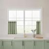 imageNICETOWN Kitchen Curtain Over Sink Window Set Farmhouse 24 Inch Length Small Bathroom Back Tab Pocket Linen Rustic Short Curtain Tier for Laundry Bay Window 55x24 Nautal Beige 1 PairSage Green