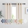 imageNICETOWN Kitchen Curtains 45 inch Length Grommet Short Curtains Semi Sheer Linen Drapes Privacy with Light Filtering for BedroomBasement Citrine W52 x L45 2 PanelsBeige