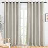 imageNICETOWN Natural Room Darkening Sliding Door Curtains Window Treatment Thermal Grommet Voice Reducing Drapes for Living RoomBedroom Set of 2 W66 x L102