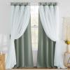 imageNICETOWN Nursery Blackout Curtains for Bedroom Living Room Crushed Sheer x Blackout Curtains 84 inches Long Farmhouse Curtains with Tie Backs for Kids 2 PCs W52 x L84 inch Biscotti BeigeSage Green  White