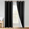 imageNICETOWN Vintage Open Linen Weave Flax Thermal Curtains 100 Blackout Curtains 80 inches Long for Dining Room Soundproof Window Treatment Drapes for Hall Room Black 34 Wide Per Panel Set of 2