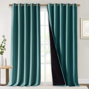 imageNICETOWN 100 Blackout Curtains 108 inches Long Noise Reduction Window Treatment Curtains Thermal Insulated Energy Smart Drapes and Draperies for Apartment Decor Sea Teal Set of 2 70 inches Wide