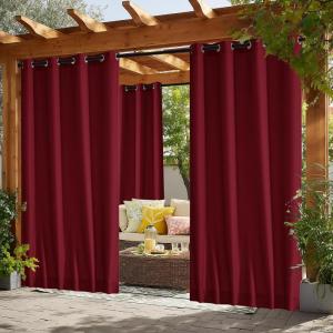 imageNICETOWN 2 Panels Weighted Blackout Cabana Curtains Outdoor Patio W52 x L84 Windproof Top amp Bottom Grommet amp Back Tab Thermal Heavyweight Drapes Keep Privacy for YardPorch Biscotti BeigeRed