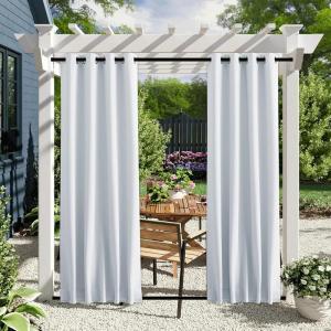 imageNICETOWN 2 Panels Weighted Blackout Cabana Curtains Outdoor Patio W52 x L84 Windproof Top amp Bottom Grommet amp Back Tab Thermal Heavyweight Drapes Keep Privacy for YardPorch Biscotti BeigeGreyish White