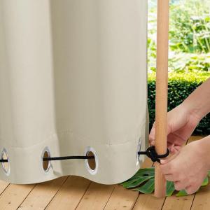 imageNICETOWN 2 Panels Weighted Blackout Cabana Curtains Outdoor Patio W52 x L84 Windproof Top amp Bottom Grommet amp Back Tab Thermal Heavyweight Drapes Keep Privacy for YardPorch Biscotti BeigeLight Beige