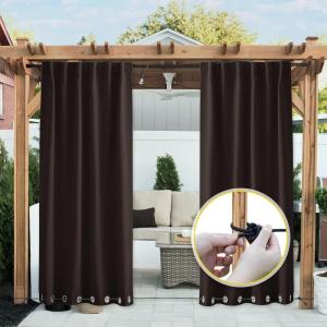imageNICETOWN 2 Panels Weighted Blackout Cabana Curtains Outdoor Patio W52 x L84 Windproof Top amp Bottom Grommet amp Back Tab Thermal Heavyweight Drapes Keep Privacy for YardPorch Biscotti BeigeCoffee