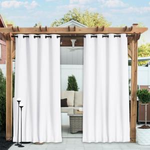 imageNICETOWN 2 Panels Weighted Blackout Cabana Curtains Outdoor Patio W52 x L84 Windproof Top amp Bottom Grommet amp Back Tab Thermal Heavyweight Drapes Keep Privacy for YardPorch Biscotti BeigePure White