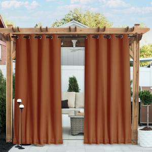 imageNICETOWN 2 Panels Weighted Blackout Cabana Curtains Outdoor Patio W52 x L84 Windproof Top amp Bottom Grommet amp Back Tab Thermal Heavyweight Drapes Keep Privacy for YardPorch Biscotti BeigeBurnt Orange
