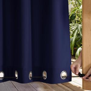 imageNICETOWN 2 Panels Weighted Blackout Cabana Curtains Outdoor Patio W52 x L84 Windproof Top amp Bottom Grommet amp Back Tab Thermal Heavyweight Drapes Keep Privacy for YardPorch Biscotti BeigeDark Blue