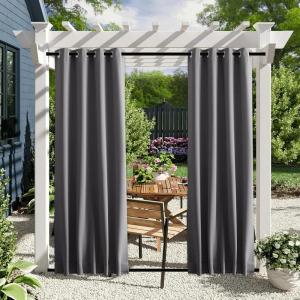 imageNICETOWN 2 Panels Weighted Blackout Cabana Curtains Outdoor Patio W52 x L84 Windproof Top amp Bottom Grommet amp Back Tab Thermal Heavyweight Drapes Keep Privacy for YardPorch Biscotti BeigeGrey