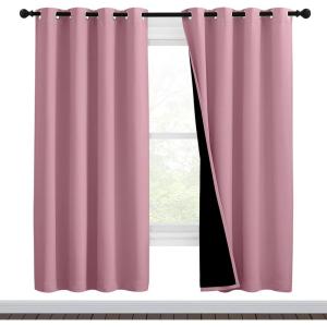 imageNICETOWN Crystal Pink Full Shade Curtain Panels Pair of Thermal Insulated amp Energy Efficiency Blackout Curtains for Living Room Windows Lined Silky Performance Window Dressing 46 Wide x 72 Long