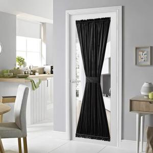 imageNICETOWN Door Curtain Panel Grey French Door Curtains Blackout Thermal Insulated Curtain Sidelight Privacy for WindowLiving RoomDoorwaysClassroom 25W by 72L inches 1 PanelVelvetblack