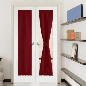 imageNICETOWN Door Curtain Panel Grey French Door Curtains Blackout Thermal Insulated Curtain Sidelight Privacy for WindowLiving RoomDoorwaysClassroom 25W by 72L inches 1 PanelBurgundy